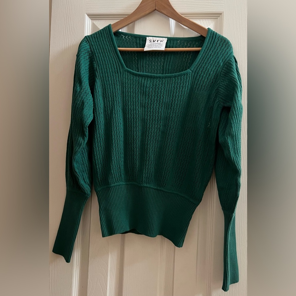 NWT SKFK Dudea Gots Organic Cotton Basil Green Sweater EU 40 | US 6 - Picture 5 of 11